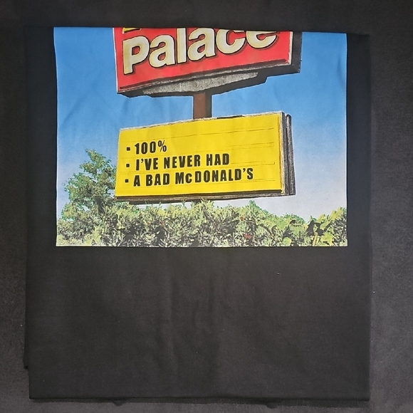 PALACE Black and Blue Tee with Yellow Arches - Picture 3 of 3